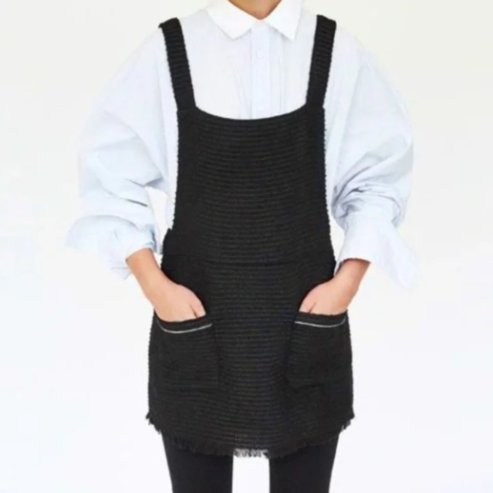 Zara Trafaluc Collection Tweed Overall  Pinafore Dress in Black Womens Size S